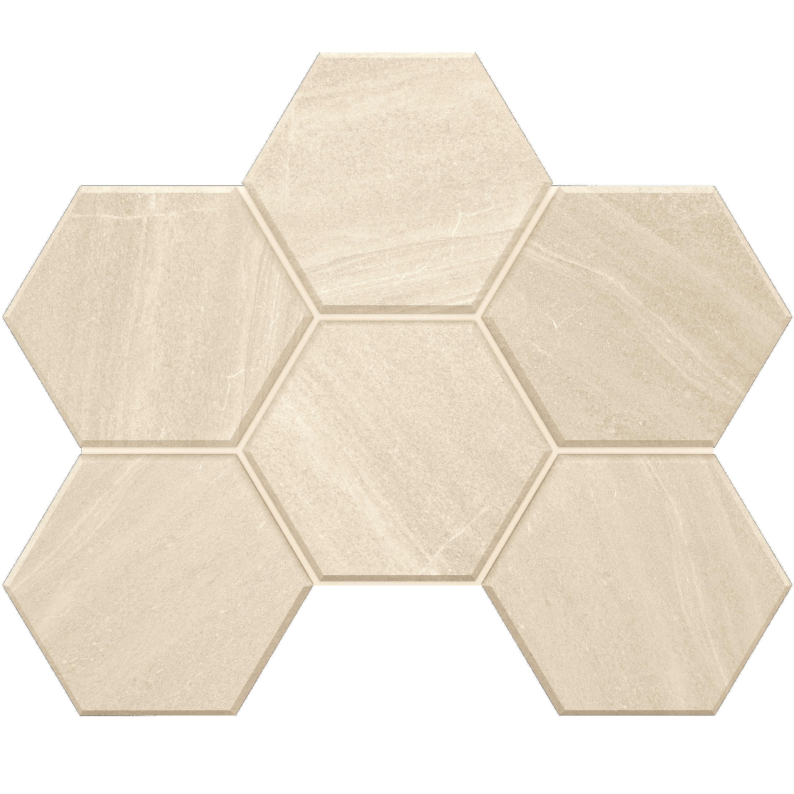 Мозаика под камень Estima Gabbro белый (Mosaic/GB01_NR/25x28.5/Hexagon)