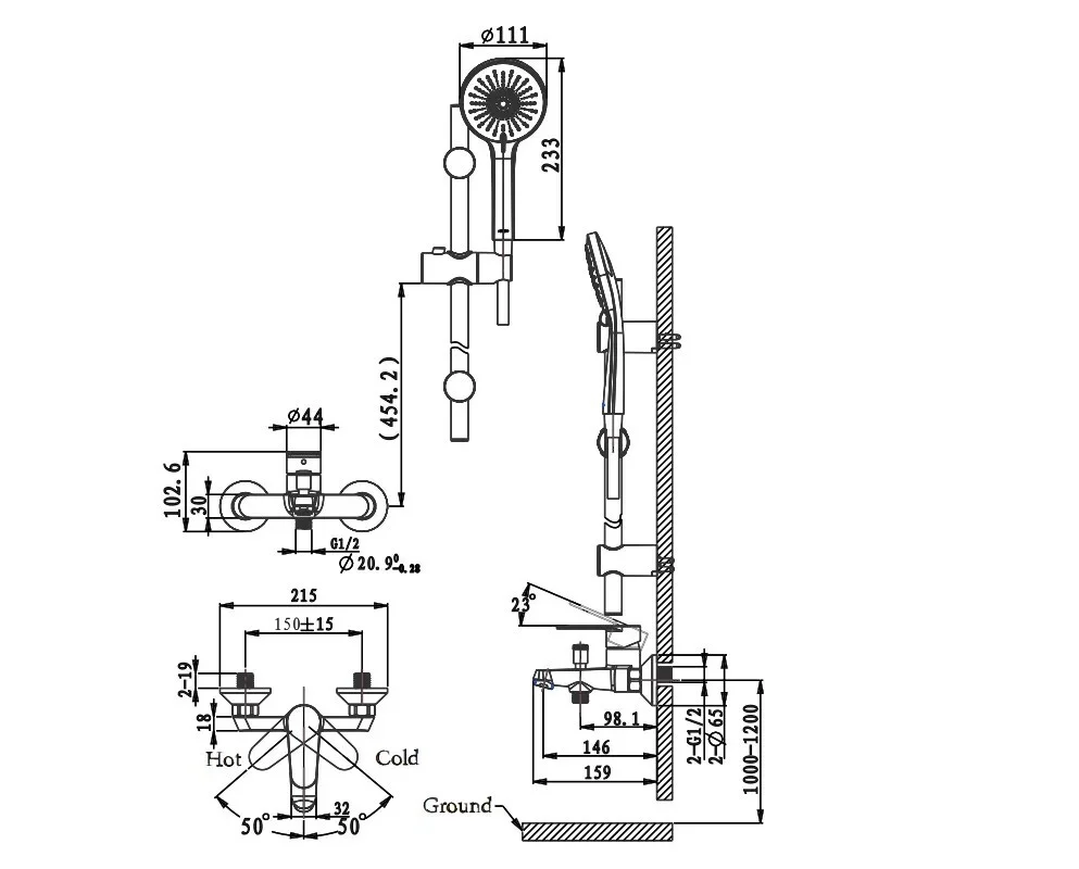 Смеситель для ванны ARROW AG3628CP-TZ с душевым гарнитуром, хром