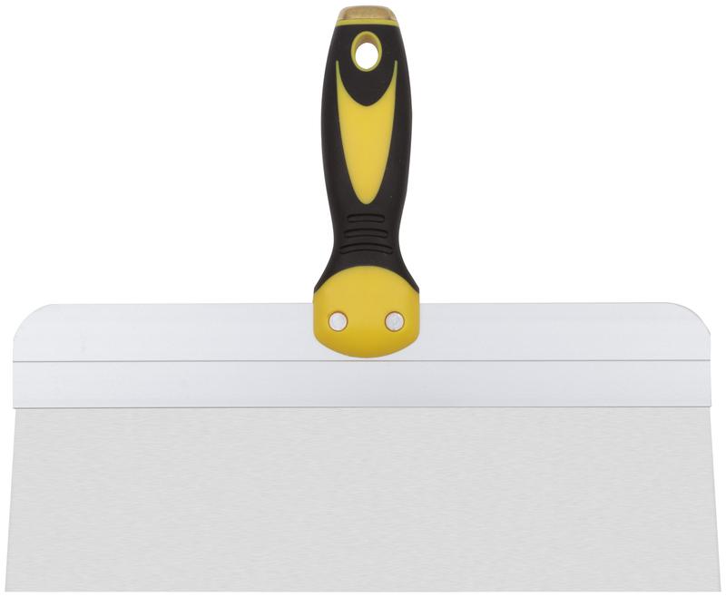 Шпатель фасадный нержавеющий профи прорезиненная ручка сметал. бойком 300мм FIT 06444