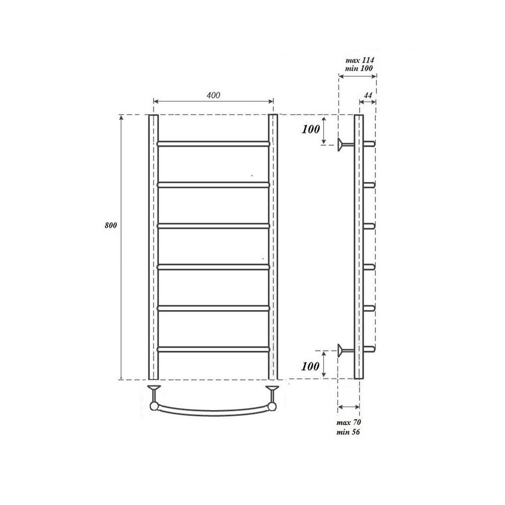 Полотенцесушитель водяной Point Афина PN04148 П6 400x800, хром