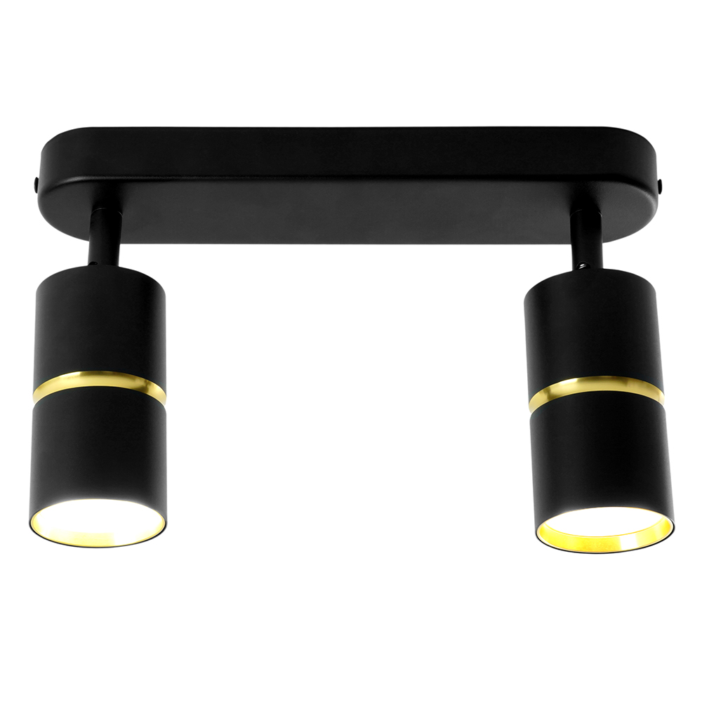 Светильник ДБО 2хGU10 без ламп наклонный черный золото