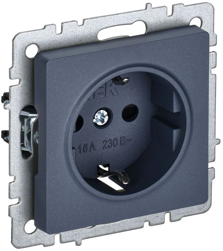 Розетка 1-м СП BRITE РС14-1-0-БрМ 16А с заземл. защ. шторки механизм маренго IEK BR-R14-16-K35