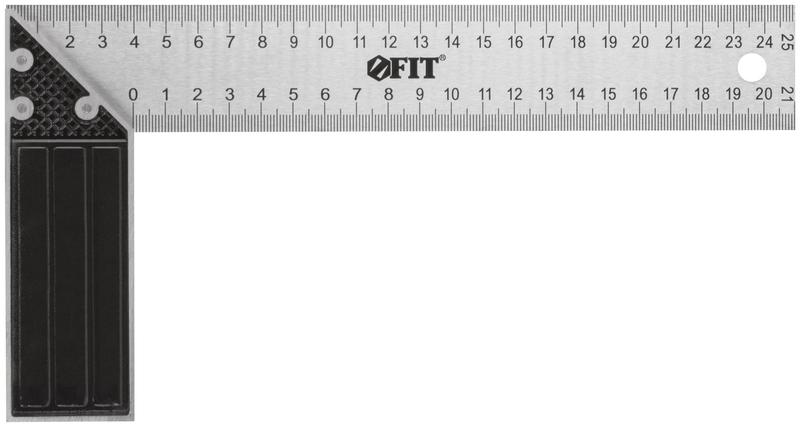 Угольник столярный рифленая шкала алюм. основание 250мм FIT 19461