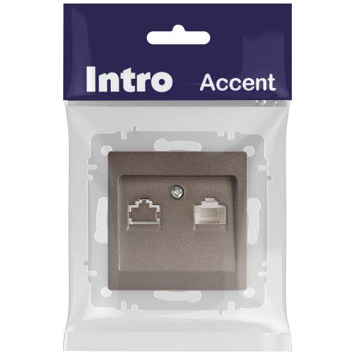 Розетка компьютерная 1-м СП Accent 6-303-08 RJ45 IP20 бронза Intro Б0063639
