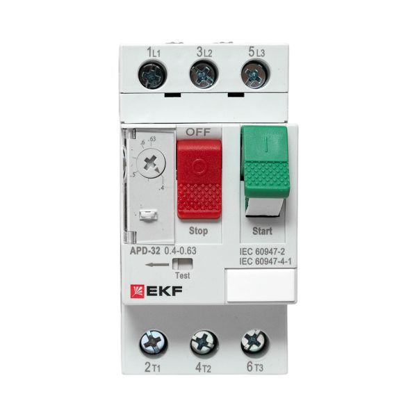 Выключатель автоматический для защиты двигателя АПД-32 0.4-0.63А EKF apd-me-0.63