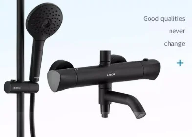 Душевая стойка Arrow AMG13SH848U2BC, с термостатом, черный матовый