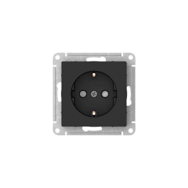 Розетка AtlasDesign 16А с заземл. защ. шторки быстрозажим. клем. механизм карбон SE ATN001045S