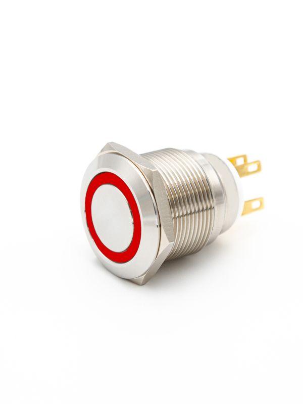 Выключатель кнопочный GQ22-L-11E/R/220V/S 1НО+1НЗ цилиндр с подсветкой 220В AC/DC d22мм IP65 метал. красн. Электротехник ET020094