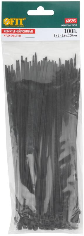 Хомут для проводов 200х3.6мм нейлон. черн. (уп.100шт) FIT 60393