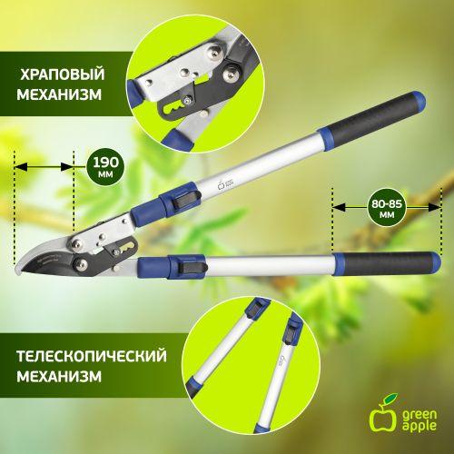 Сучкорез телескопический (+30см) с храповым механизмом плоскостной (1/12) Green Apple Б0003062