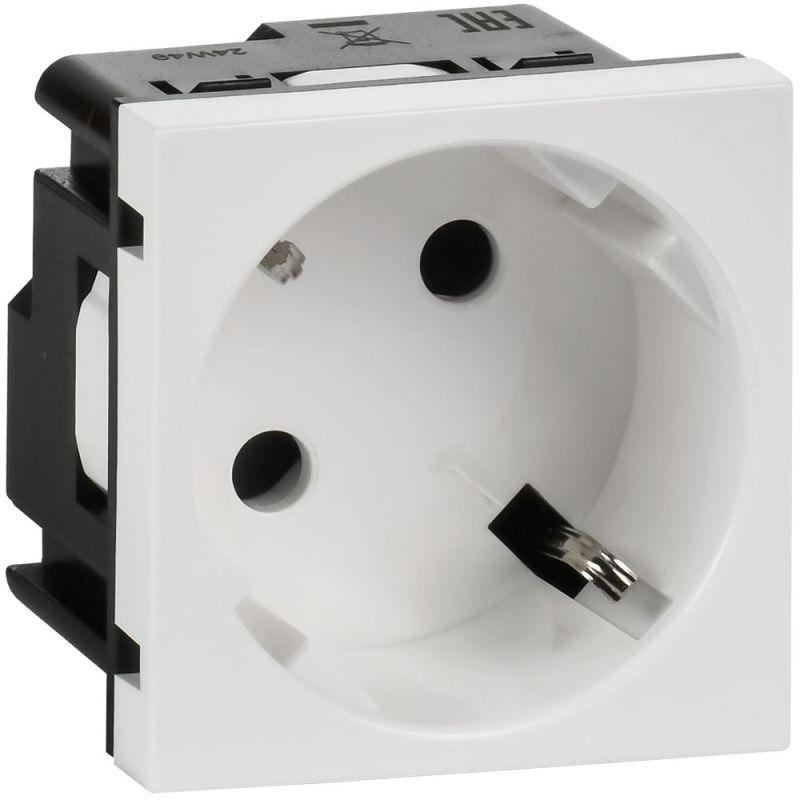 Розетка 2мод. 16А 250В 45град. с заземл. защ. шторки винт. зажимы бел. ИЭК Leg 4521052