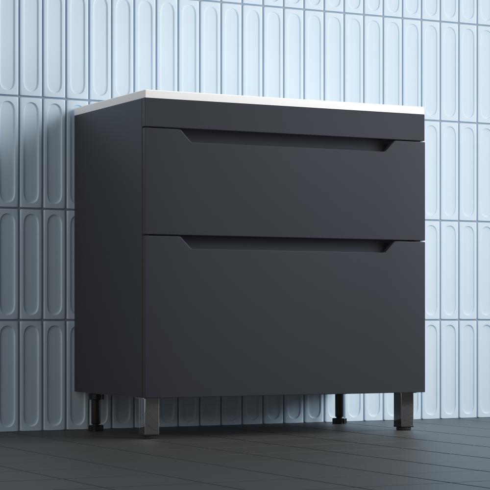 Тумба напольная "Остин" под раковину Фортуна 100 2 ящ графит эмаль PLUS