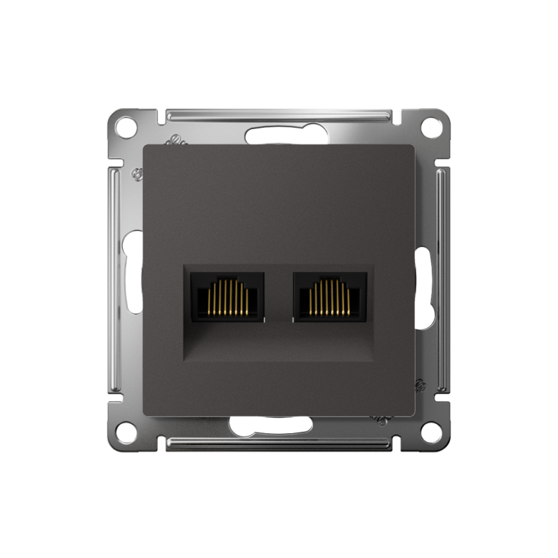 Розетка компьютерная 2-м AtlasDesign RJ45+RJ45 кат.5E механизм базальт SE ATN001485