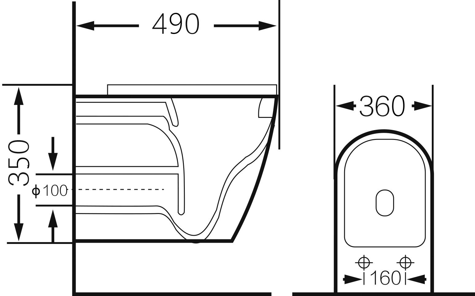 Унитаз gr-4455sws (480*365*370) подвесной безободковый