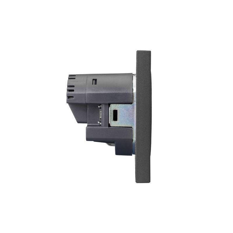 Розетка 1-м СП STRONG MIELE 16А с заземл. защ. шторки с USB A+C быстрой зарядки 5В/3А графит Kranz KR-78-0704-6