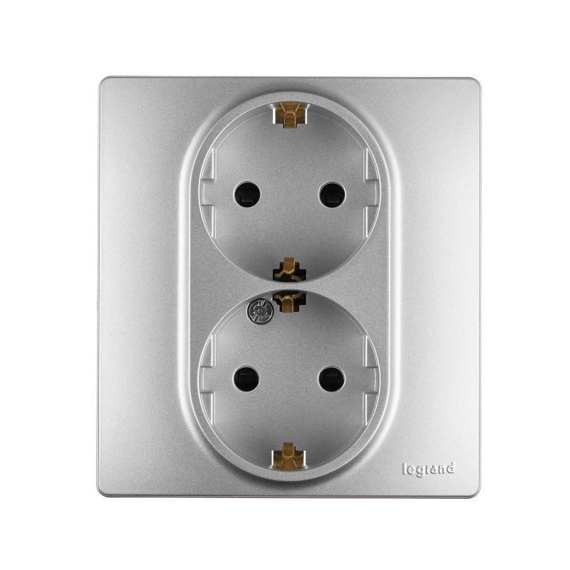 Розетка 2-м СП Inspiria 16А 250В с заземл. защ. шторки безвинтов. зажимы алюм. IEK 673757