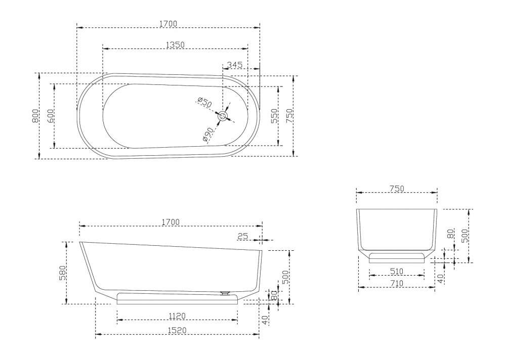 Прозрачная ванна ABBER Kristall AT9706Emerald зеленая