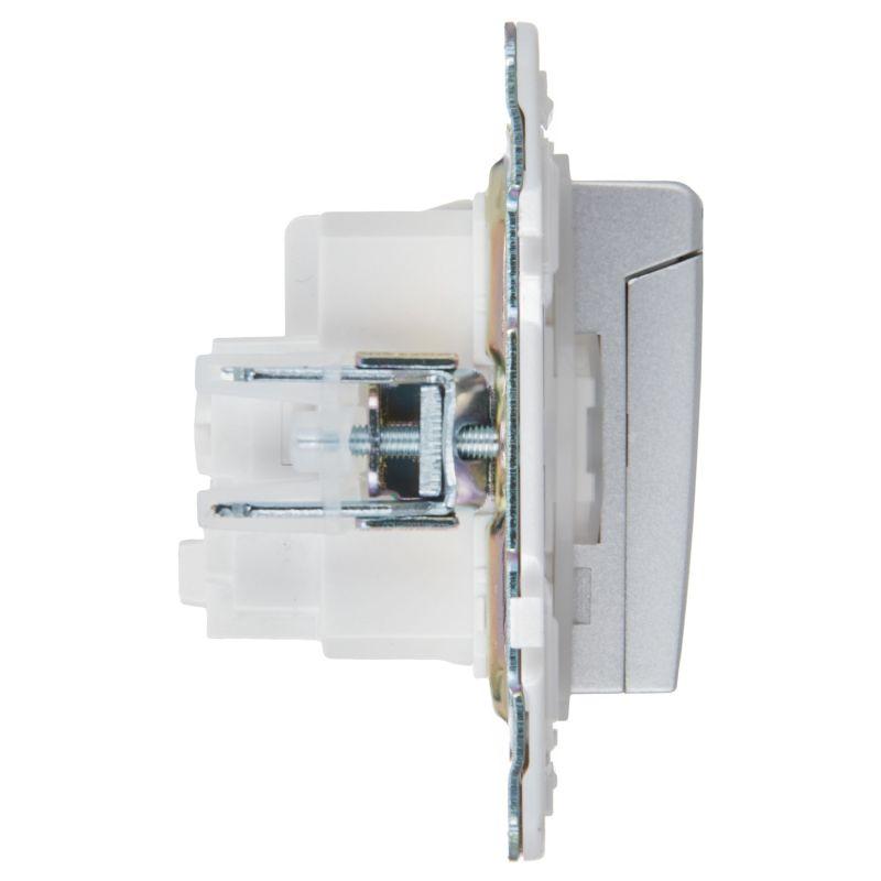 Розетка 1-м SKANDY 16А IP44 с заземл. защ. шторки с крышкой SK-R11S серебр. IEK SK-R16-16-44-K23