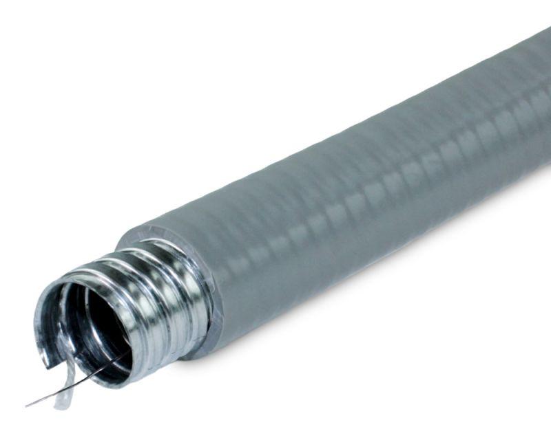 Металлорукав в ПВХ изоляции МПГ НГ толстостенный 20 с протяжкой сер. (уп.50м) ГОФРОМАТИК zeta42852
