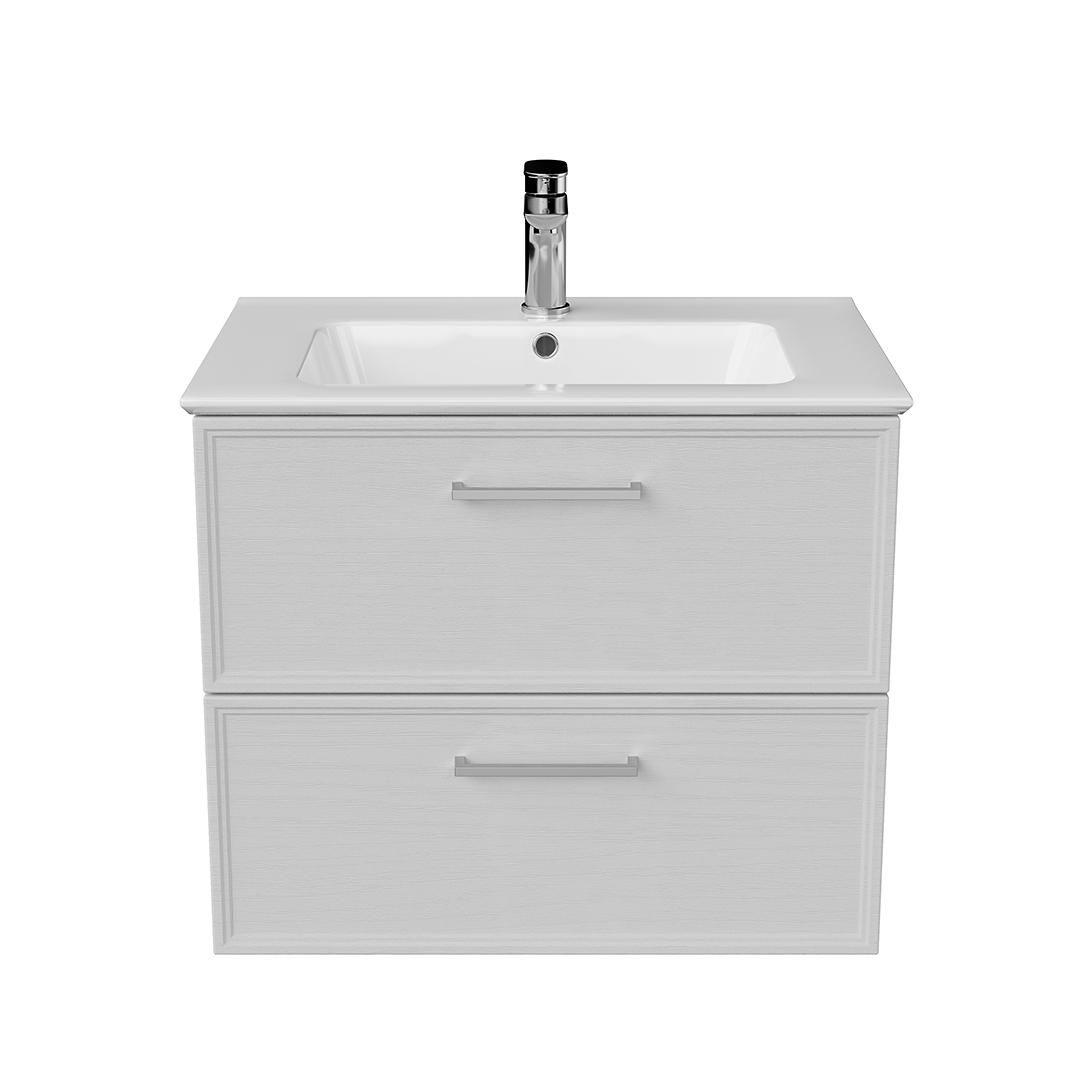 Тумба PIANO Classic подвесная 65 см, 2 ящика, ясень белый матовый