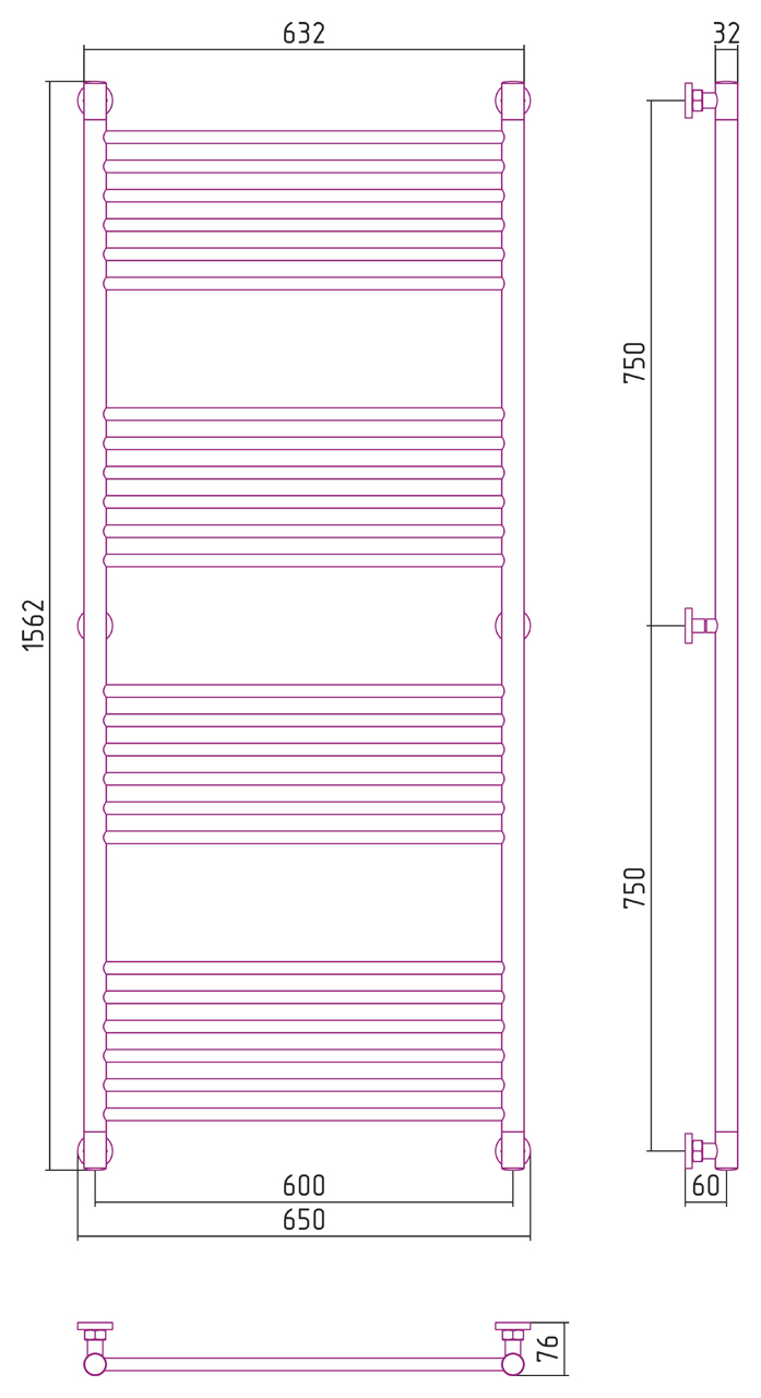 ДР "Богема+" прямая 1500х600 (Белый) 12-0220-1560