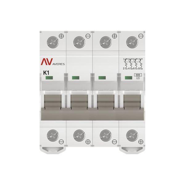 Выключатель автоматический модульный 4п K 1А 6кА AV-6 DC AVERES EKF mcb6-DC-4-01K-av