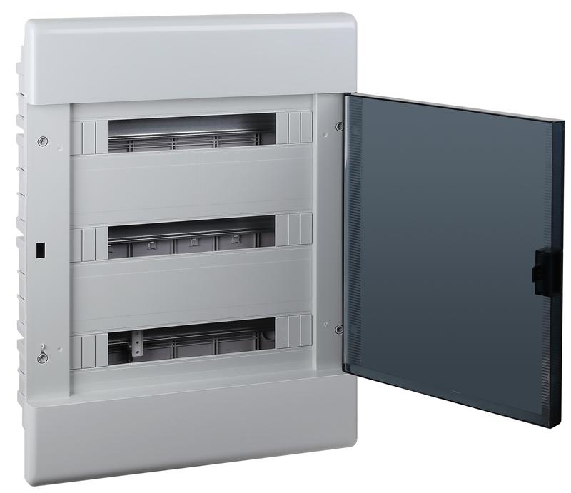 Щиток Тусо скрытая проводка на 54 модуля с дверцей 645х464х116мм (серый с прозр. дверцей) Ruvinil 68154СП