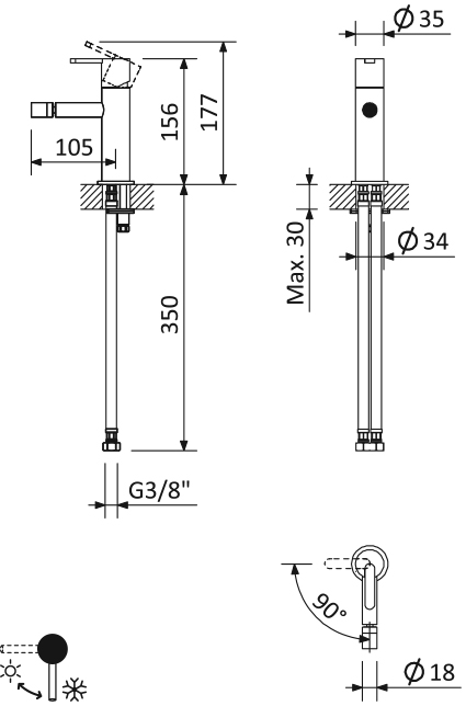 Смеситель для биде CEZARES LEAF-BSM-L-01-W0