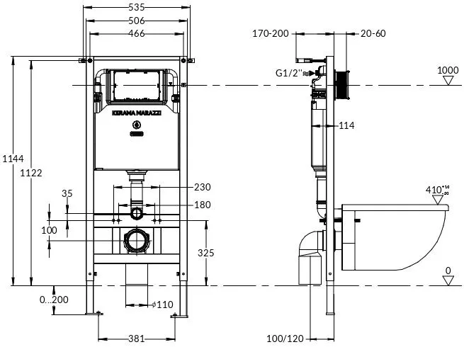 Скрытая система инсталляции PRO для подвесного унитаза