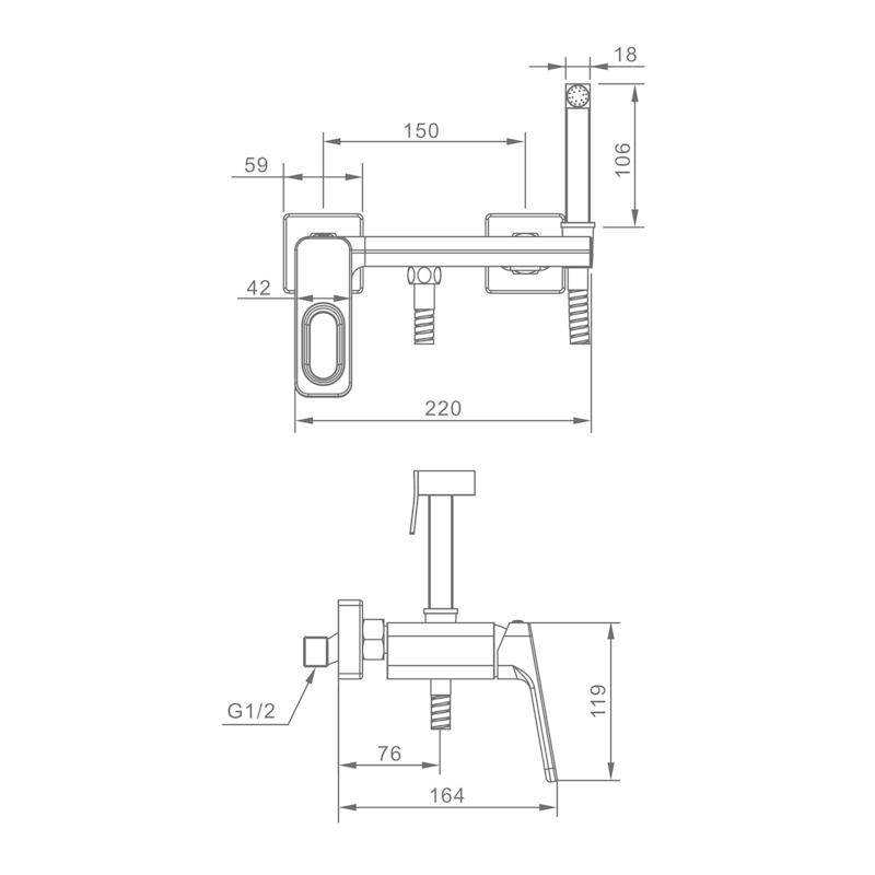 Гигиенический душ со смесителем Raglo R51.51, хром