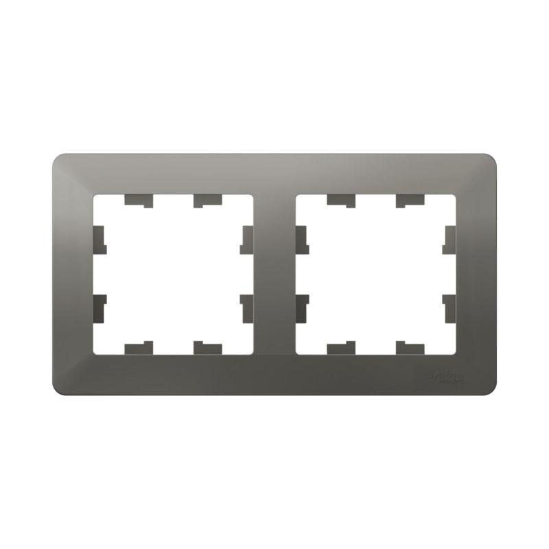 Рамка 2-м AtlasDesign Air сталь/дым. черн. SE ATN220902