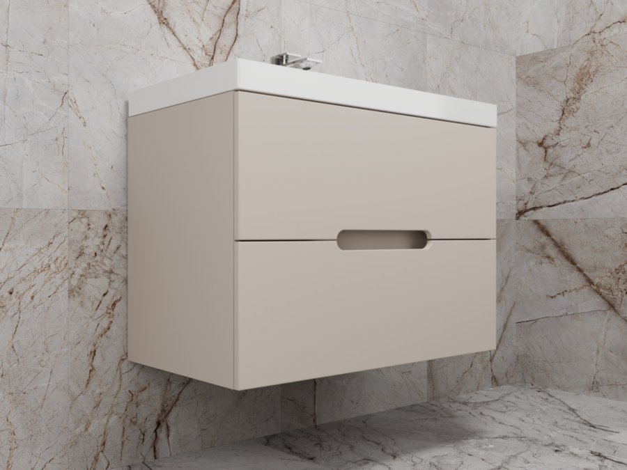 Тумба подвесная "Матис 80", Classic 80, (2 ящика), КРЕМ, ЭМАЛЬ