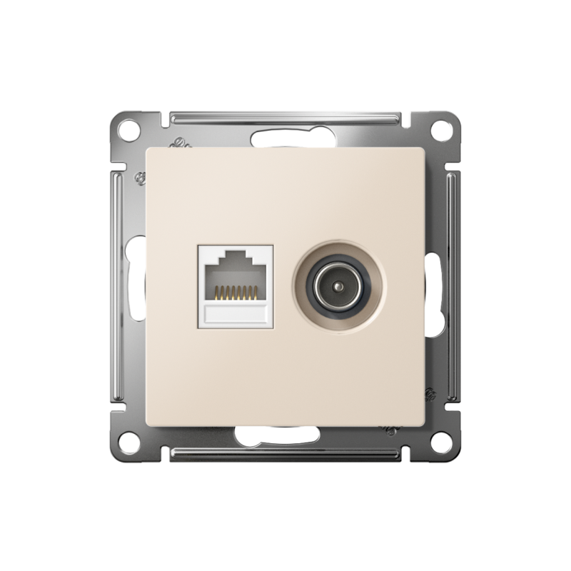 Розетка компьютерная + телевизионная 2-м AtlasDesign RJ45 кат.5E + TV механизм беж. SE ATN000289