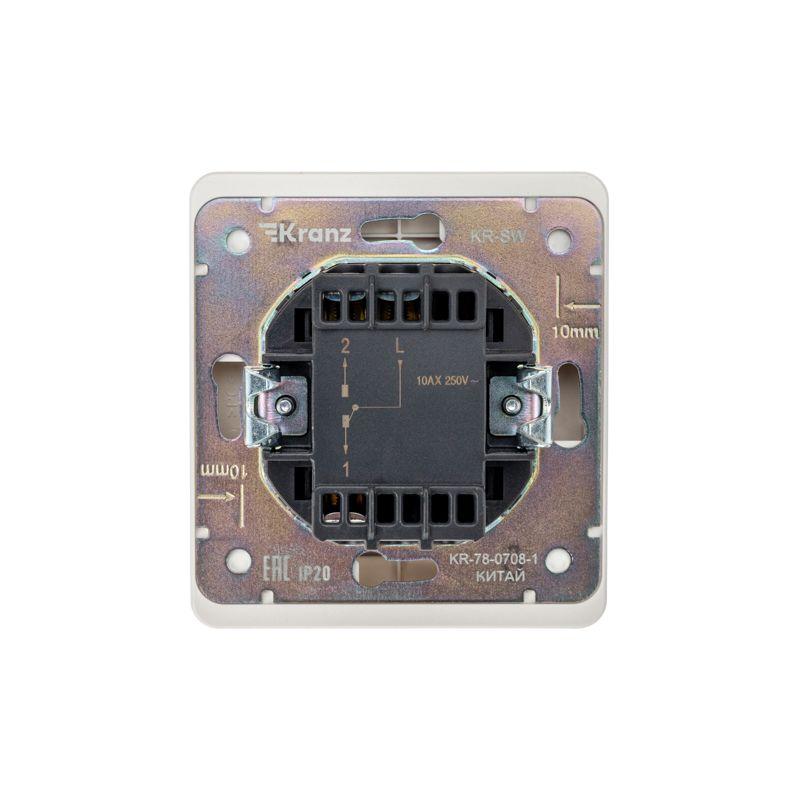 Выключатель проходной (переключатель) 1-кл. СП ROUND MIELE 10А перламутр Kranz KR-78-0708-1