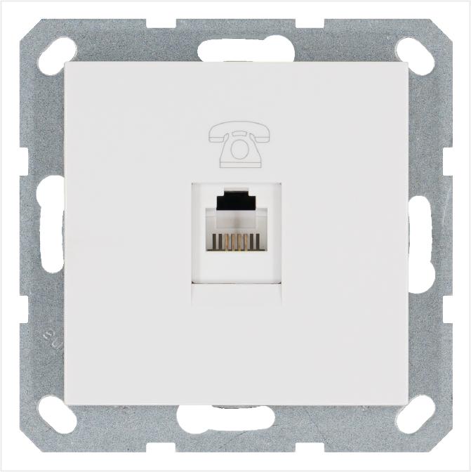 Розетка телефонная 1-м RJ11 механизм бел. глянцевый JasmartG6101W