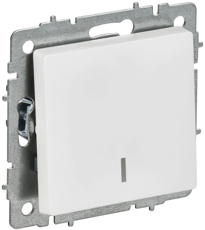 Выключатель 1-кл. СП BRITE ВС10-1-1-БрАБ 10А с индикацией механизм арктич. бел. IEK BR-V10-1-10-K91