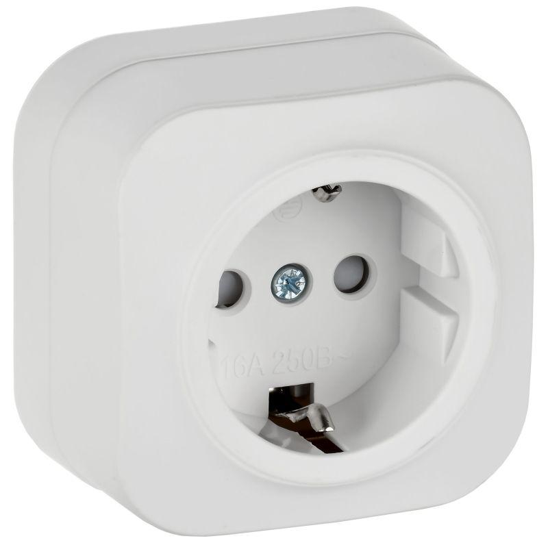 Розетка ОП GLORY РСш20-3-ХБм 16А с заземл. защ. шторки бел. матов. IEK ERH14-K01M-16