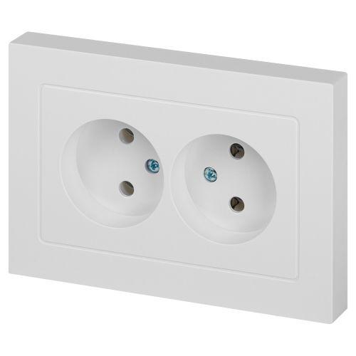 Розетка 2-м СП Accent 6-204-01 16А IP20 250В 2P AL/CU бел. Intro Б0063447