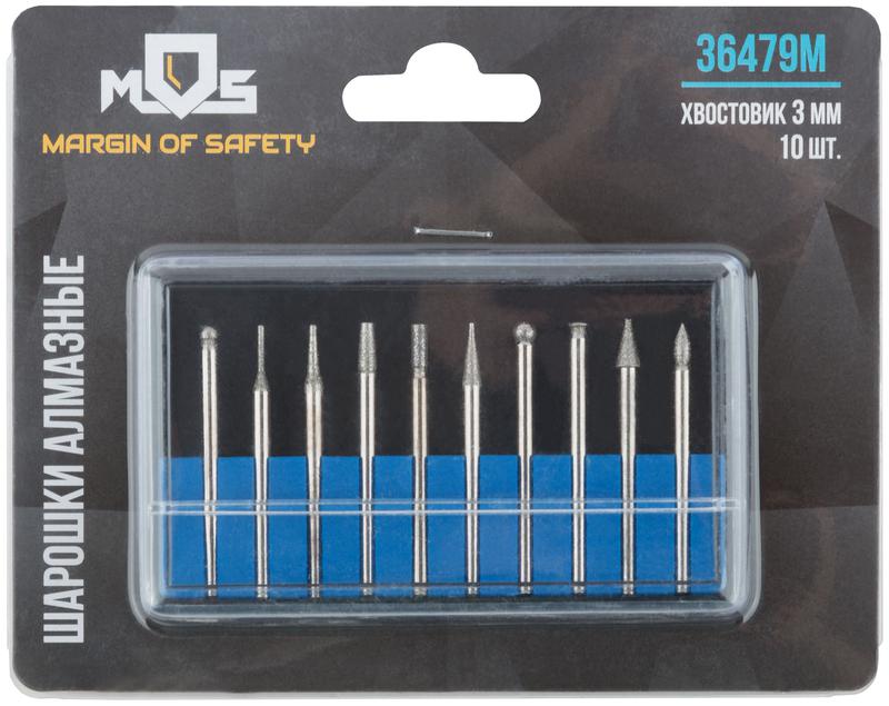 Шарошка усиленная сталь с алмазным напылением штифт диам. 3мм (уп.10шт) MOS 36479М