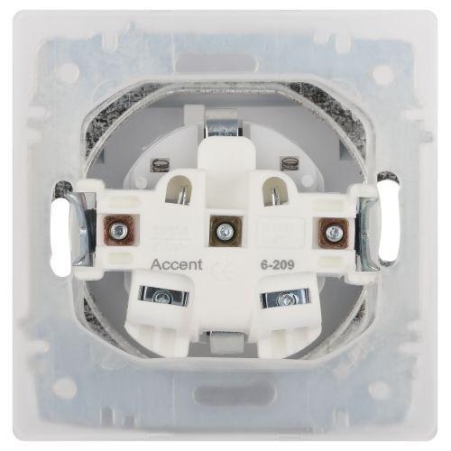 Розетка 1-м СП Accent 6-209-01 16А IP44 250В 2P+E Schuko с крышкой защ. штор. AL/CU бел. Intro Б0063553