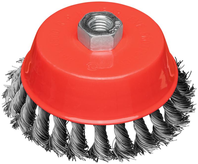 Корщетка-чашка гайка М14 стальная витая проволока 125мм блистер КУРС 39099