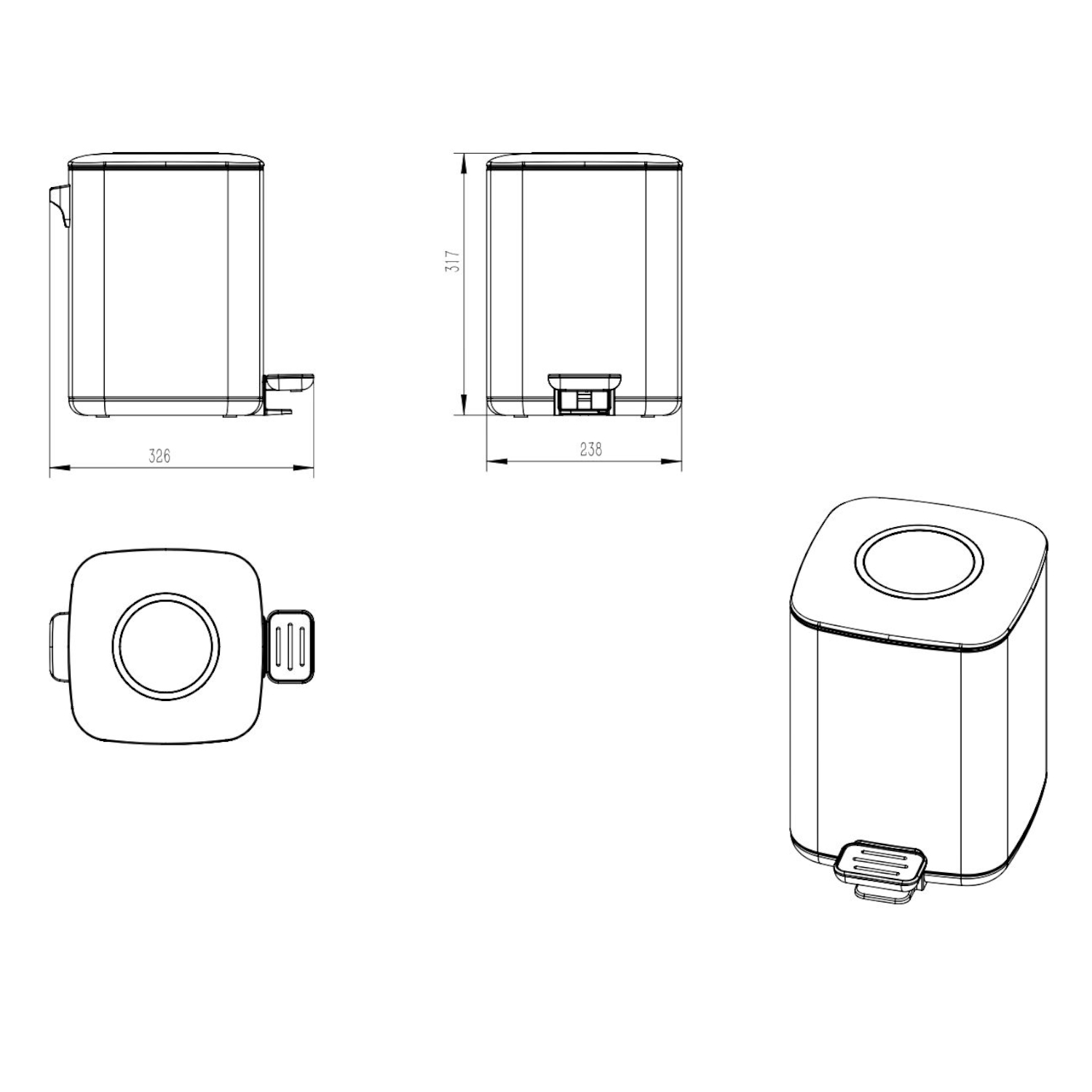 Ведро с микролифтом JAVA S-888-9Q, 9 литров