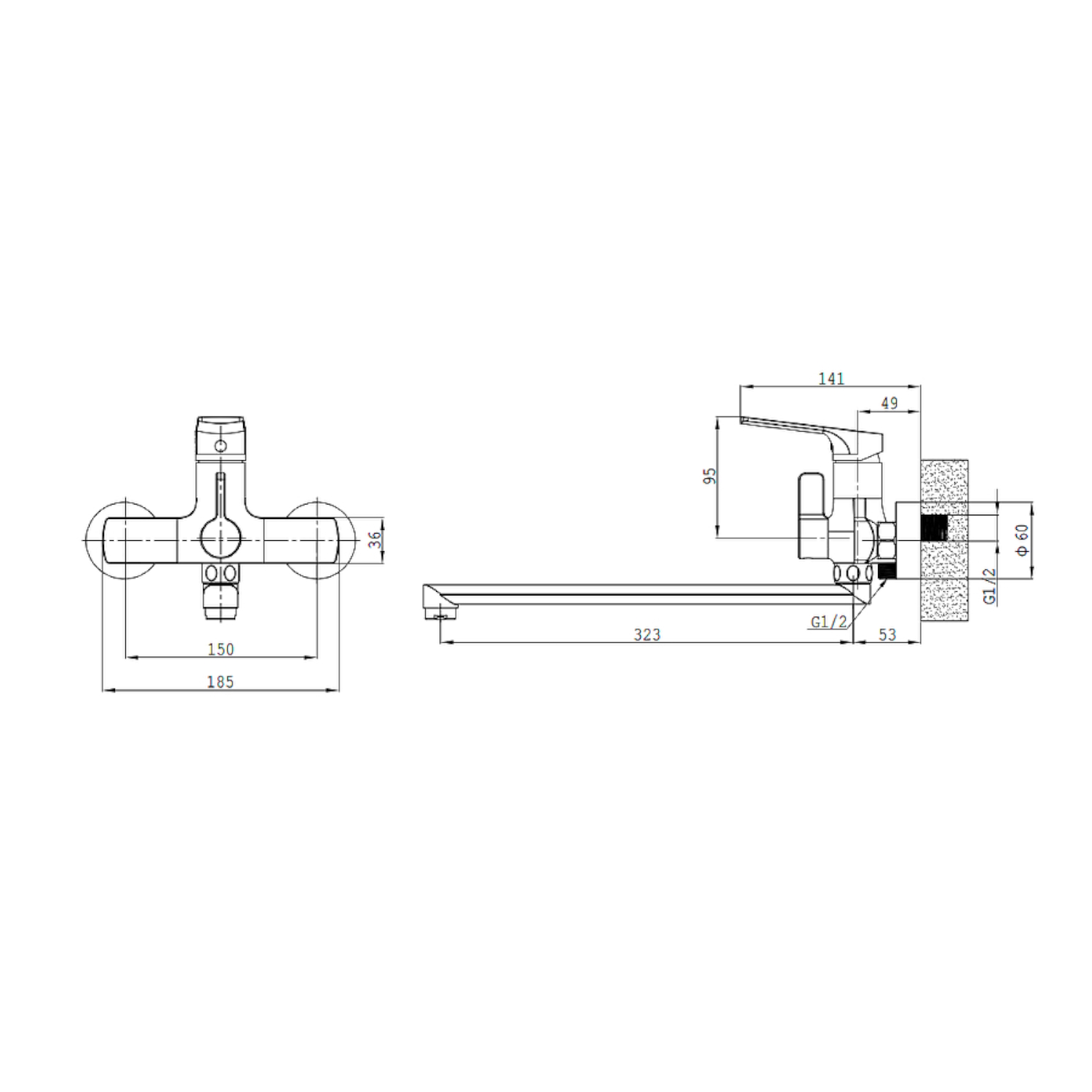 Смеситель для ванны Splenka S30.22.06, черный