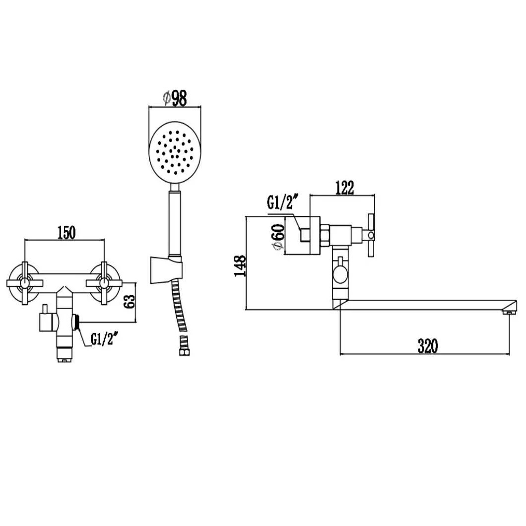 Смеситель для ванны Fmark FS8424H, черный