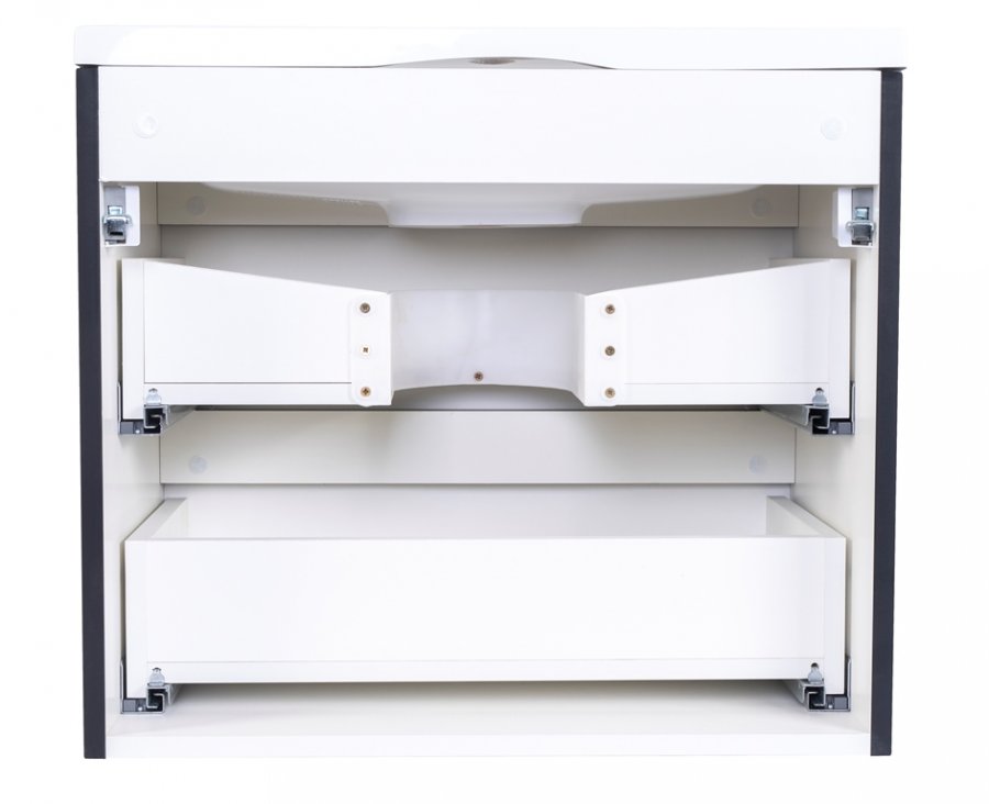 Тумба подвесная "Бергамо мини 60" (2 ящ.) Люкс антискрейтч черный, PLUS