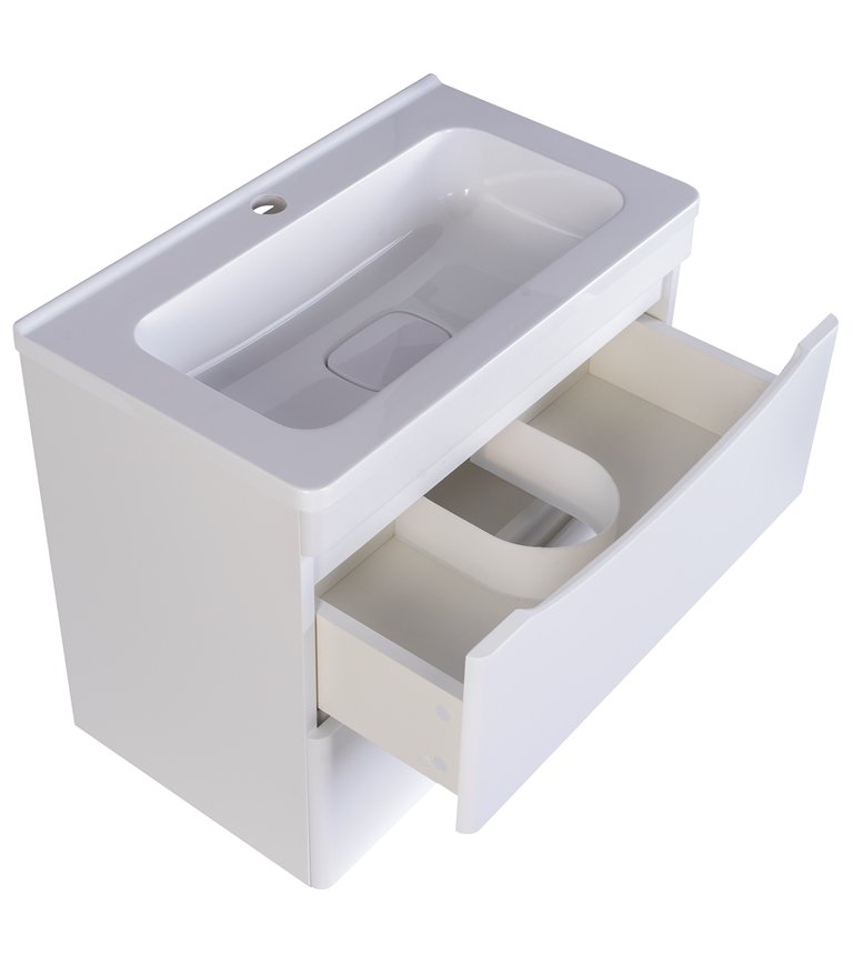 Тумба подвесная "Бергамо мини 60" (2 ящ.) Люкс антискрейтч белый, PLUS