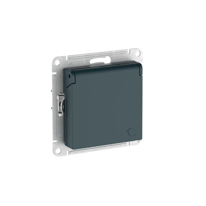 Розетка AtlasDesign 16А IP20 с заземл. защ. шторки с крышкой быстрозажим. клем. механизм изумруд SE ATN000846S