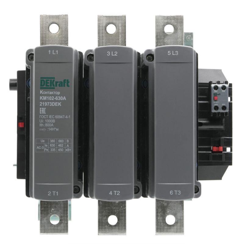 Контактор 630А 220В АС АС3 АС4 1НО+1НЗ КМ-102 DEKraft 21973DEK