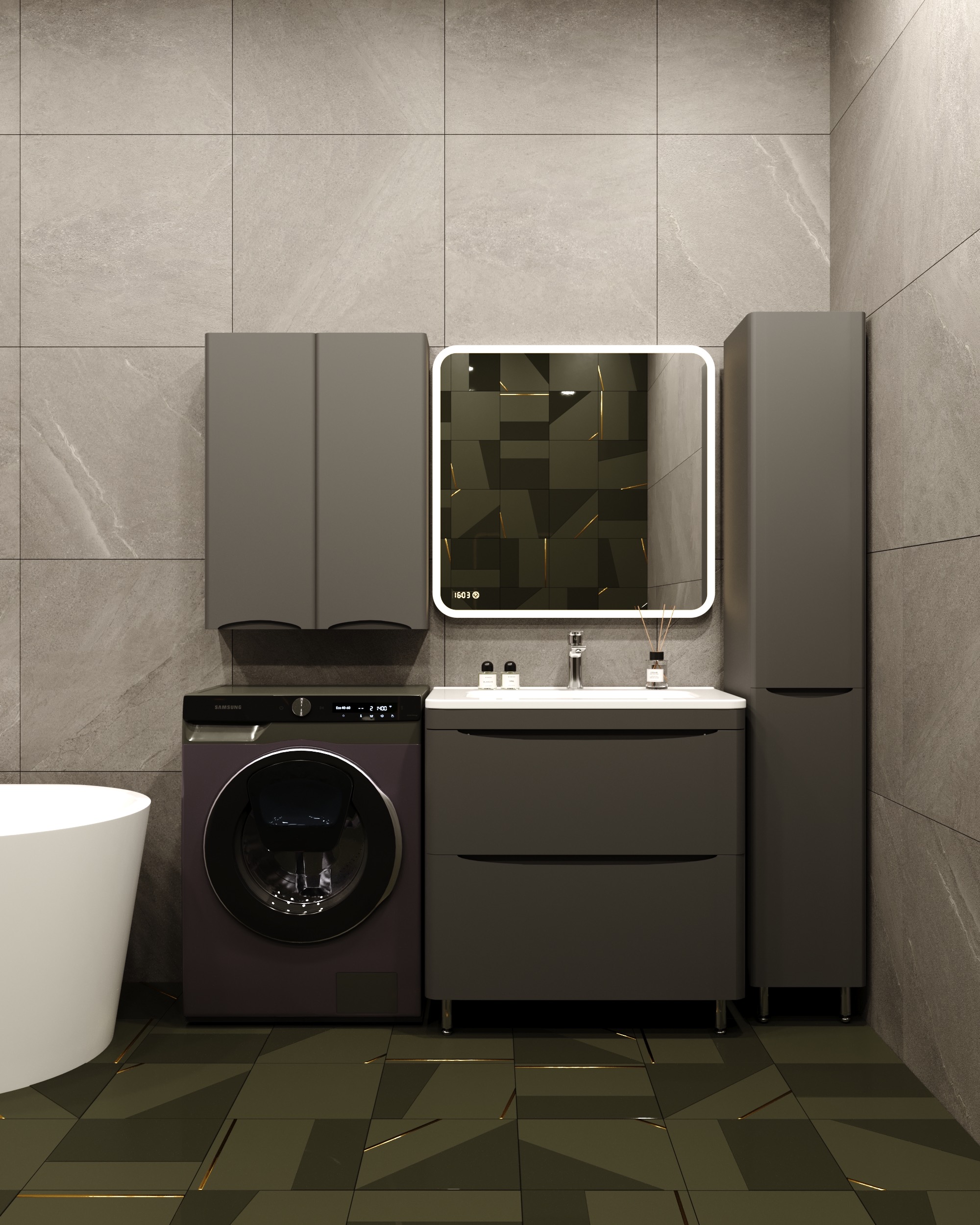 Тумба напольная "Бергамо мини 80" (2 ящ.) Люкс антискрейтч черный, PLUS