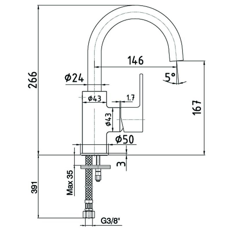 Смеситель ECA Nita 102188036EX для раковины